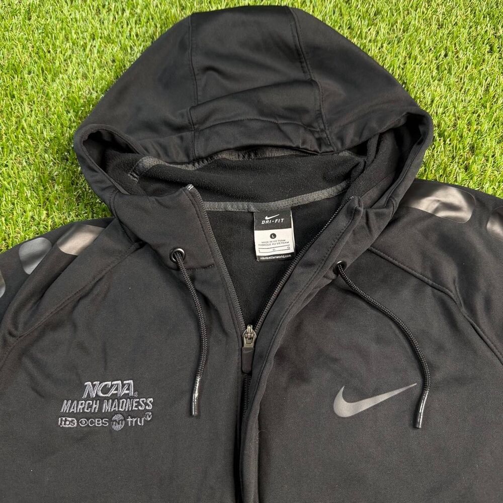 Nike NCAA March Madness Black Full Zip Hoodie Large Dri-Fit Therma Fit Y2K